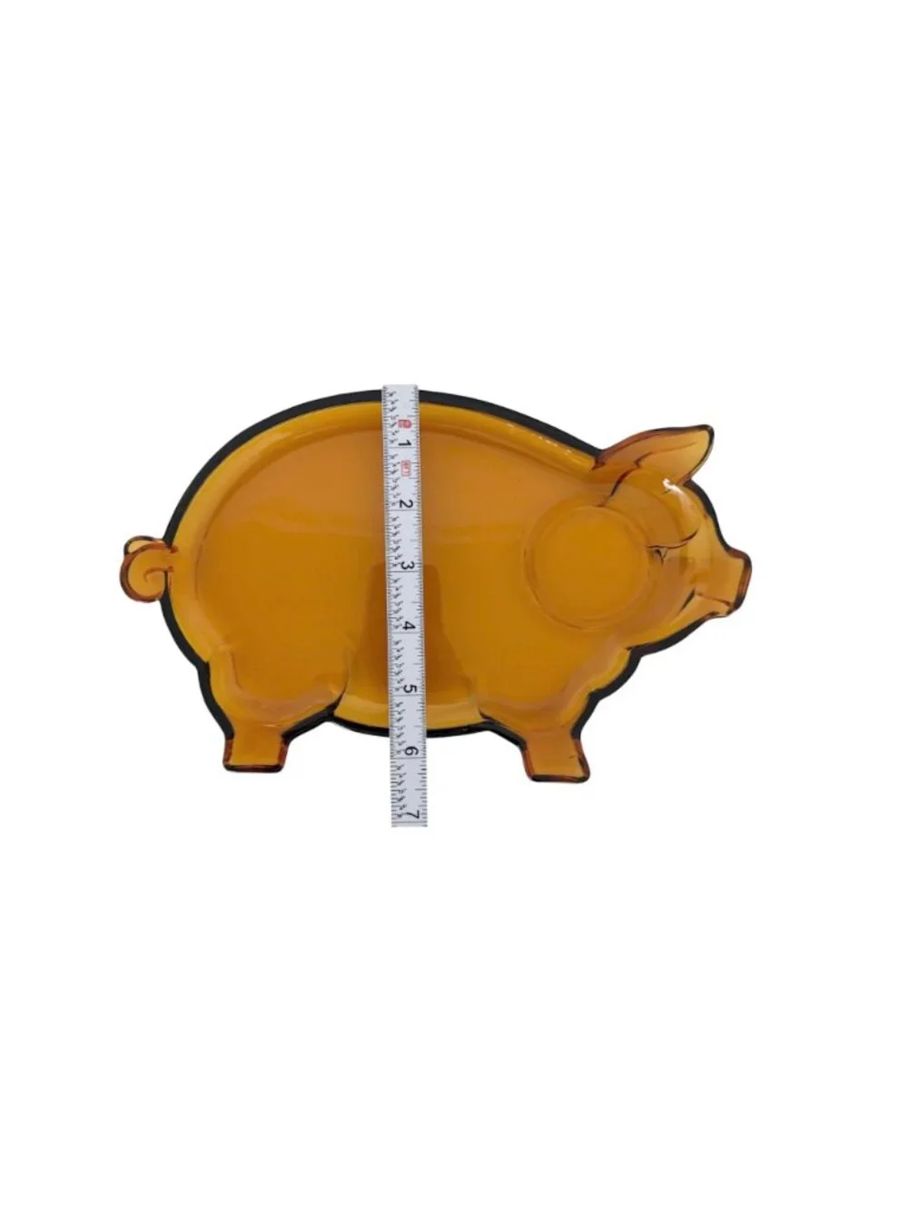 Vtg Tiara Indiana‎ Amber Glass Pig Shaped Serving Platter Plate Farmhouse Tray